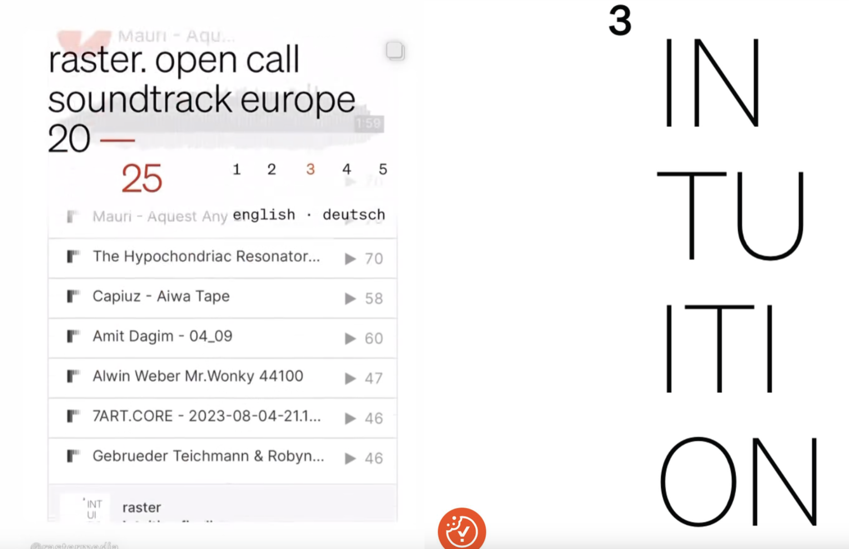 7ARTCORE - Raster Open Call Intuition